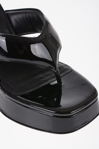 GIA COUTURE Patent Leather GIA 17 Thong Mules with Chunky Heel 11cm