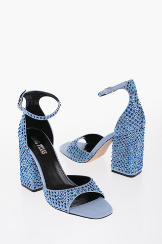 Suede HOLLY Ankle-Strap Sandals with Rhinestone Embellishment Heel 10cm