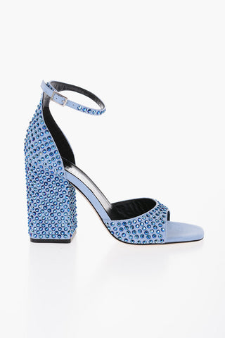 Suede HOLLY Ankle-Strap Sandals with Rhinestone Embellishment Heel 10cm