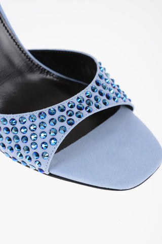 Suede HOLLY Ankle-Strap Sandals with Rhinestone Embellishment Heel 10cm