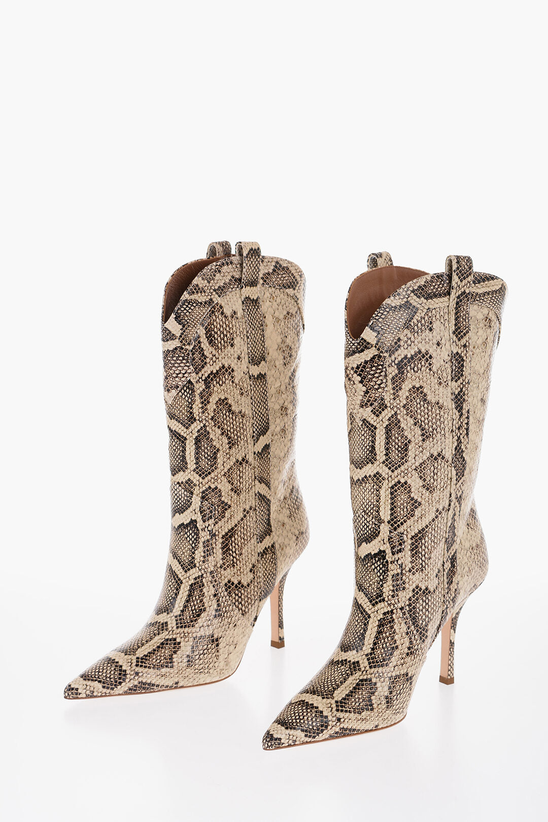 Paris Texas – Point Toe Python Effect Leather PAOLOMA Boots Heel 10cm ...
