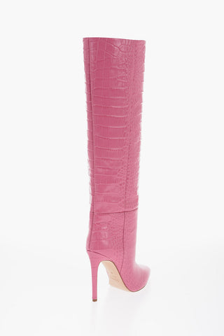 Croco Effect Leather Stiletto Heel Boot 10cm