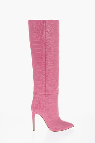 Croco Effect Leather Stiletto Heel Boot 10cm
