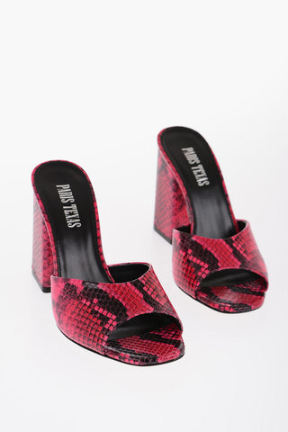 Python Effect Leather ANJA Mules 10cm