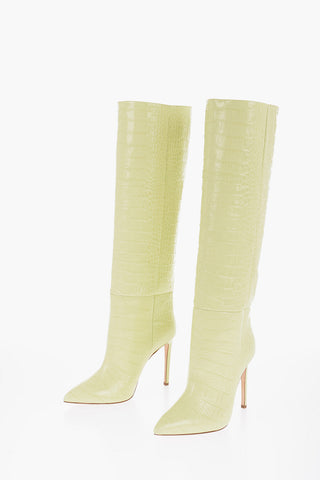 Crocodile Effect Leather Boots with Stiletto Heel 11cm