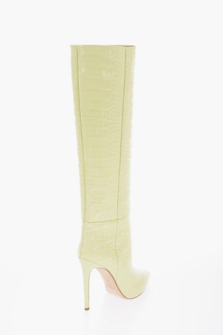 Crocodile Effect Leather Boots with Stiletto Heel 11cm