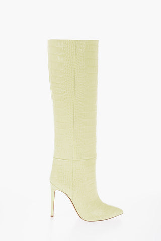 Crocodile Effect Leather Boots with Stiletto Heel 11cm
