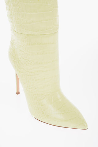 Crocodile Effect Leather Boots with Stiletto Heel 11cm