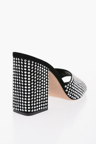All-Over Rhinestoned Suede HOLLY ANJA Mules 10,5cm
