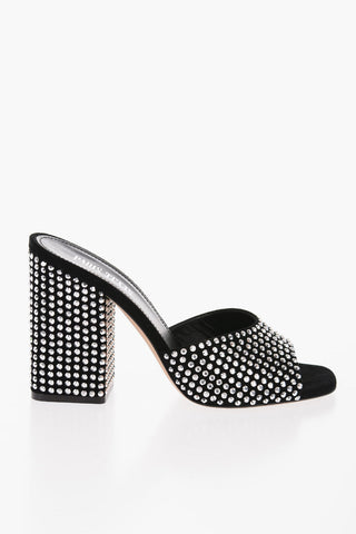 All-Over Rhinestoned Suede HOLLY ANJA Mules 10,5cm