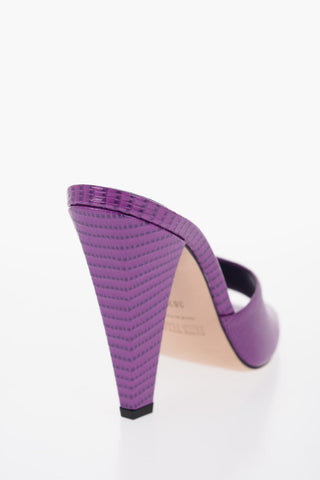 Croco Effect Leather Open Toe OLIVIA Mules