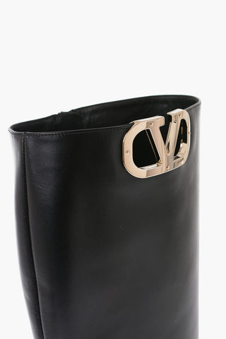 Leather Boots With Logo detail