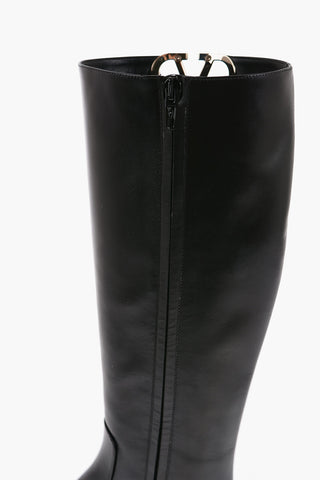 Leather Boots With Logo detail