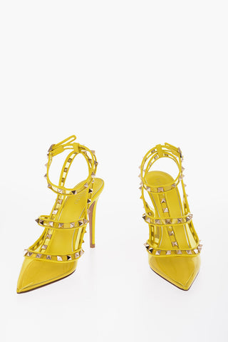Pointed Studded Sandals Clear Effect Heel 10 cm