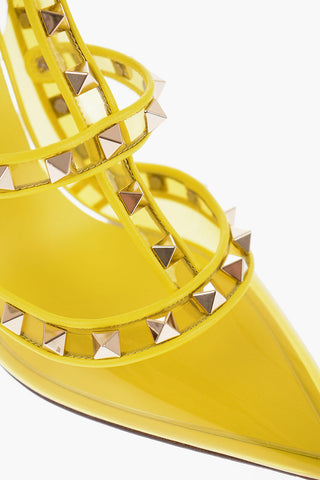 Pointed Studded Sandals Clear Effect Heel 10 cm