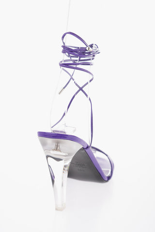 Leather Sandals With Clear Effect Heel 10 cm