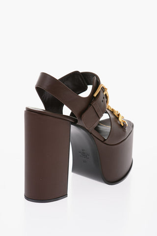 leather Sandals With Chian Details Heel 13 cm