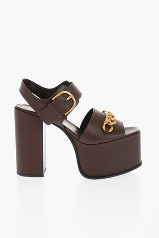 leather Sandals With Chian Details Heel 13 cm