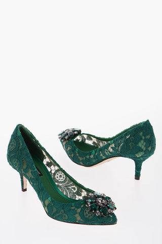 Lace pumps With Jewel Detail Heel 7 cm