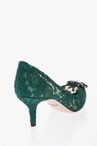 Lace pumps With Jewel Detail Heel 7 cm