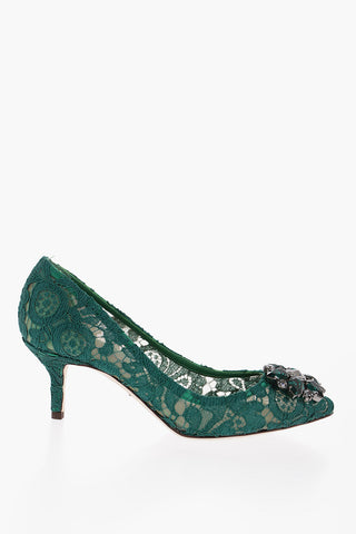 Lace pumps With Jewel Detail Heel 7 cm