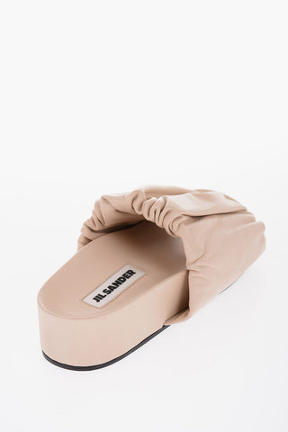 Ruched Leather Slides