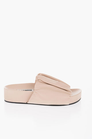 Ruched Leather Slides