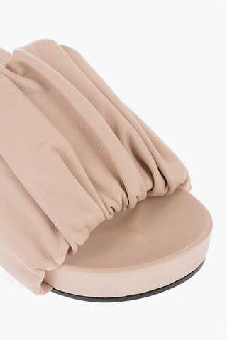 Ruched Leather Slides