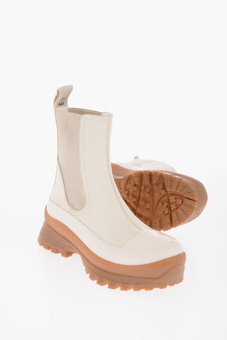 Faux Leather TRACE Chelsea Booties with Lettering Logo