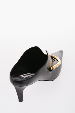 Sabot In Pelle A punta Stretta Tacco 7 cm