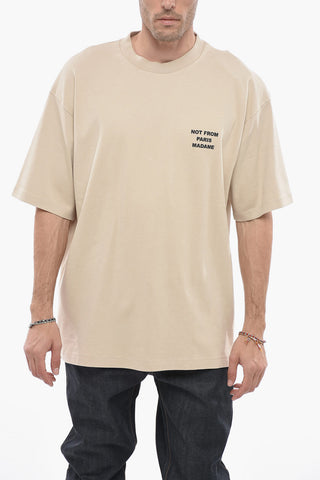 Solid Color Crew-Neck T-shirt with Print