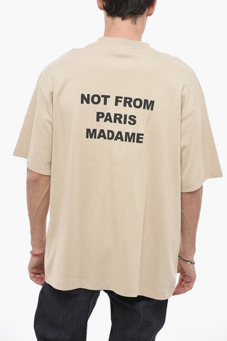 Solid Color Crew-Neck T-shirt with Print