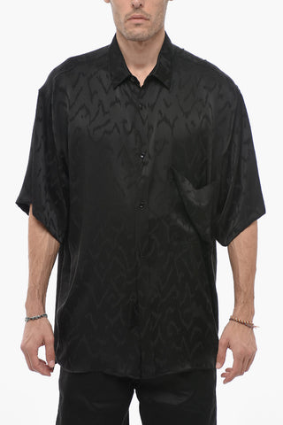 Camicia Oversize in Seta con Motivo Decorativo