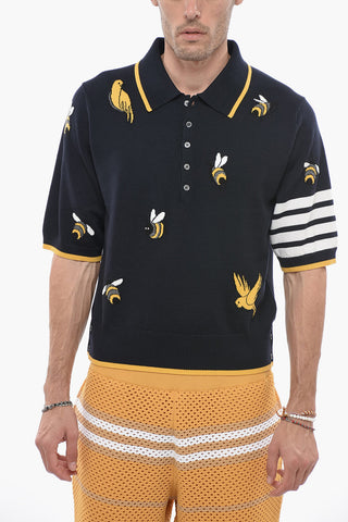 Wool Blend BIRDS AND BEES Polo with Contrasting Bands