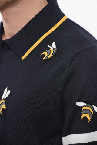 Wool Blend BIRDS AND BEES Polo with Contrasting Bands