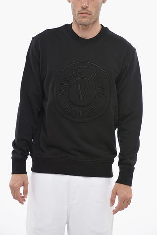JEANS COUTURE Crew Neck Sweatshirt with Embroidered Emblem