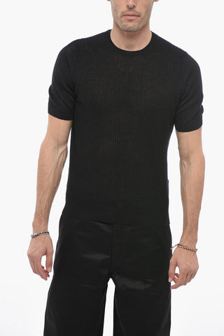 Crew Neck Linen Blend Sweater with Short Sleeves