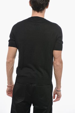 Crew Neck Linen Blend Sweater with Short Sleeves