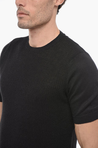 Crew Neck Linen Blend Sweater with Short Sleeves