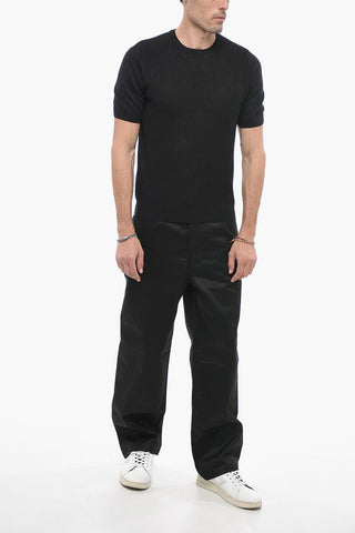 Crew Neck Linen Blend Sweater with Short Sleeves