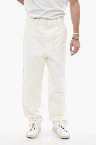 Pantaloni Chino in Misto Cotone con Chiusura a Scomparsa