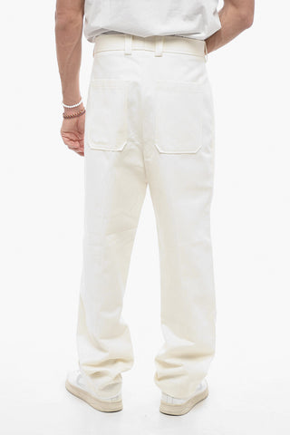 Pantaloni Chino in Misto Cotone con Chiusura a Scomparsa