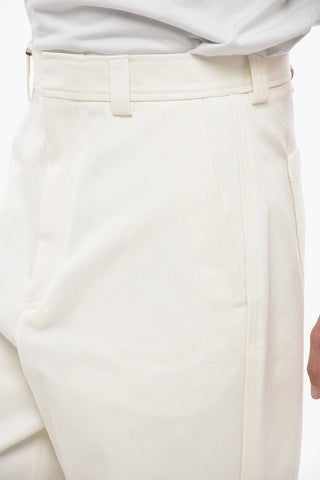 Pantaloni Chino in Misto Cotone con Chiusura a Scomparsa