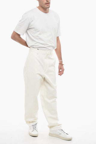 Pantaloni Chino in Misto Cotone con Chiusura a Scomparsa