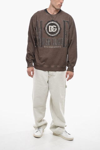 Crew Neck ATLETICA Sweatshirt with Vintage Print