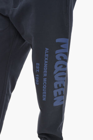 Brushed Cotton Sweatpants with Printed Logo