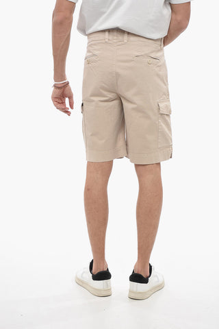Stretch Cotton Cargo Shorts with 3 Pleats