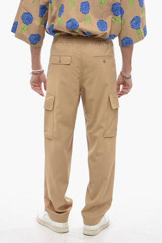 Virgin Wool Cargo Pants with Elastic Waistband