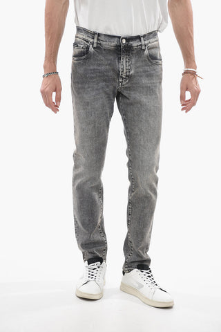 Stone Washed Slim Fit Denims with Lived-in Effect 16cm