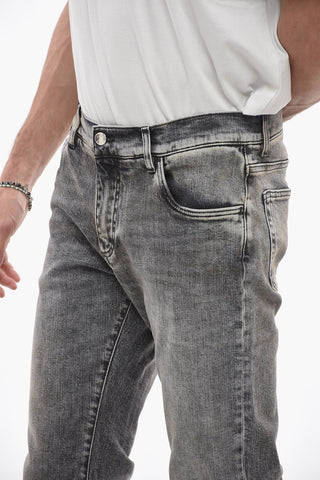 Stone Washed Slim Fit Denims with Lived-in Effect 16cm